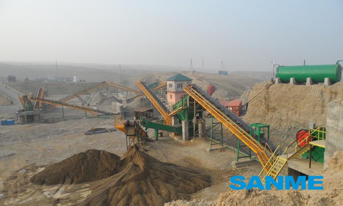 The live picture of Tajikistan-SANME the river gravel crushing production line
