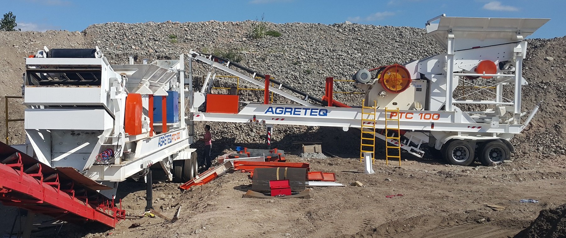 Línea de producción de 100 toneladas de agregados de granito producida en Argentina